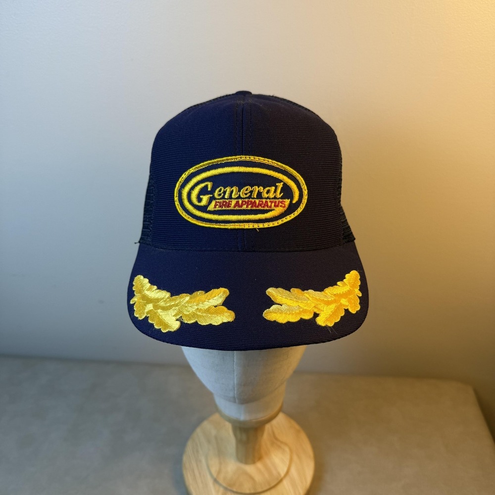 Vintage General Fire Apparatus Hat Cap Snap Back One Size Trucker Made USA 90s